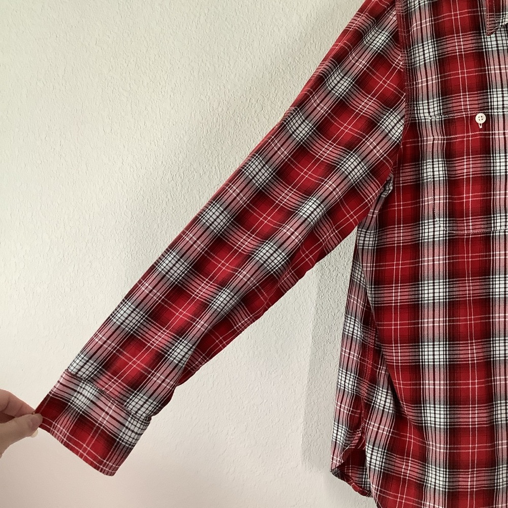 LAUREN RL Cotton Button Up Shirt L Plaid Lightweight Preppy Equestrian Spring - Picture 4 of 12